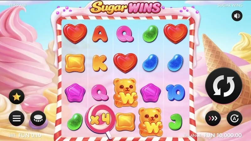 Sugar Wins - pantalla de juego con carretes 5x4